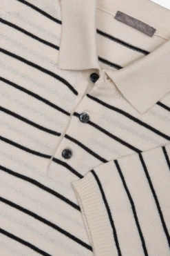 Polo in maglia a righe contrasto sabbia