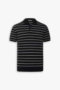 Polo in maglia a righe contrasto navy