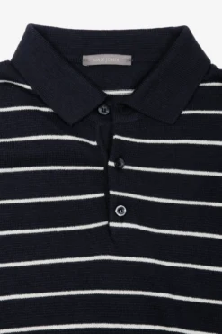 Polo in maglia a righe contrasto navy