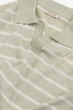 Polo in maglia a righe melange salvia