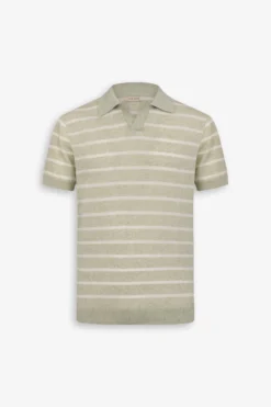 Polo in maglia a righe melange salvia