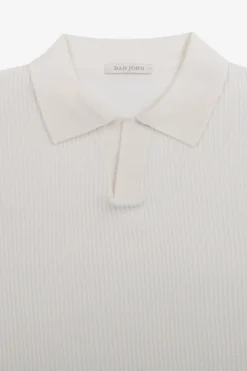 Polo in maglia collo aperto armaturata panna