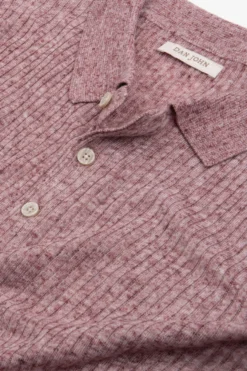 Polo in maglia costa piatta melange rossa