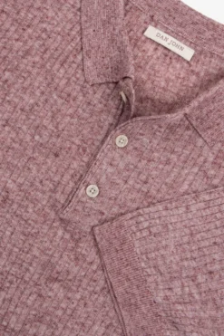 Polo in maglia costa piatta melange rossa