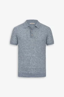 Polo in maglia costa piatta melange celeste