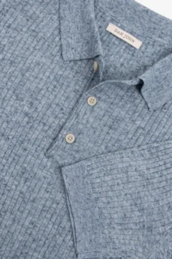 Polo in maglia costa piatta melange celeste