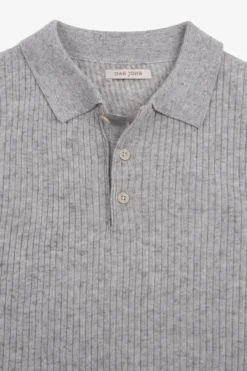 Polo in maglia costa piatta melange grigia