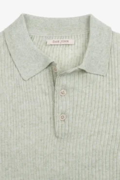 Polo in maglia costa piatta melange salvia