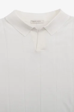 Polo in maglia costa piatta panna