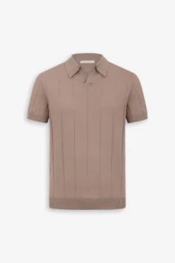 Polo in maglia costa piatta tortora