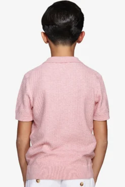 Polo in maglia punto dadino rosa Kids
