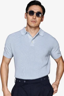 Polo in maglia punto pannocchia celeste