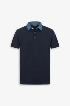 Polo piquet armaturata collo denim