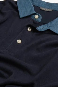 Polo piquet armaturata collo denim