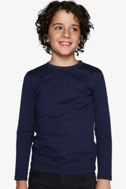 T-shirt con ricamo blu Kids