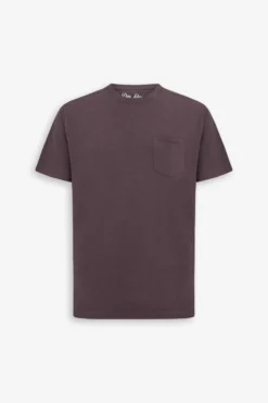 T-shirt girocollo con taschino melanzana