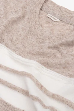 T-shirt in maglia a righe beige