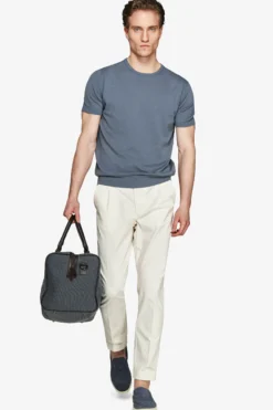 T-shirt in maglia basic in cotone avion