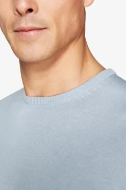 T-shirt in maglia basic in cotone celeste