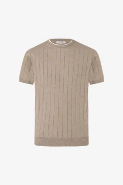 T-shirt in maglia costa piatta tortora