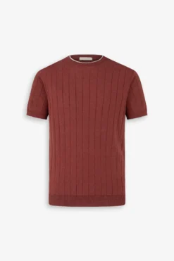 T-shirt in maglia costa piatta mattone