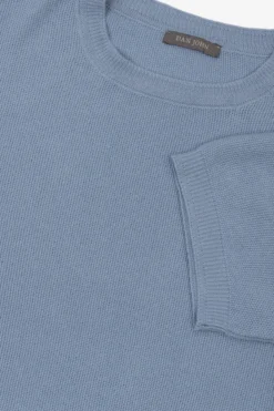 T-shirt in maglia nido d'ape celeste