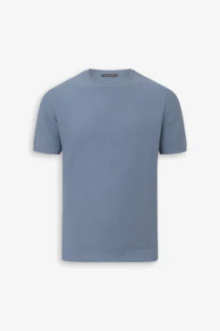 T-shirt in maglia nido d'ape celeste