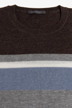T-shirt in maglia rigata marrone