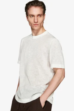 T-shirt misto lino bianca 