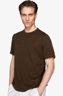 T-shirt misto lino moro "Volume"