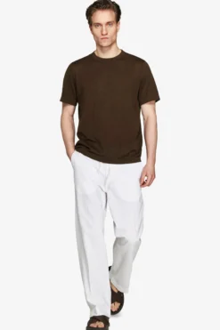 T-shirt misto lino moro 